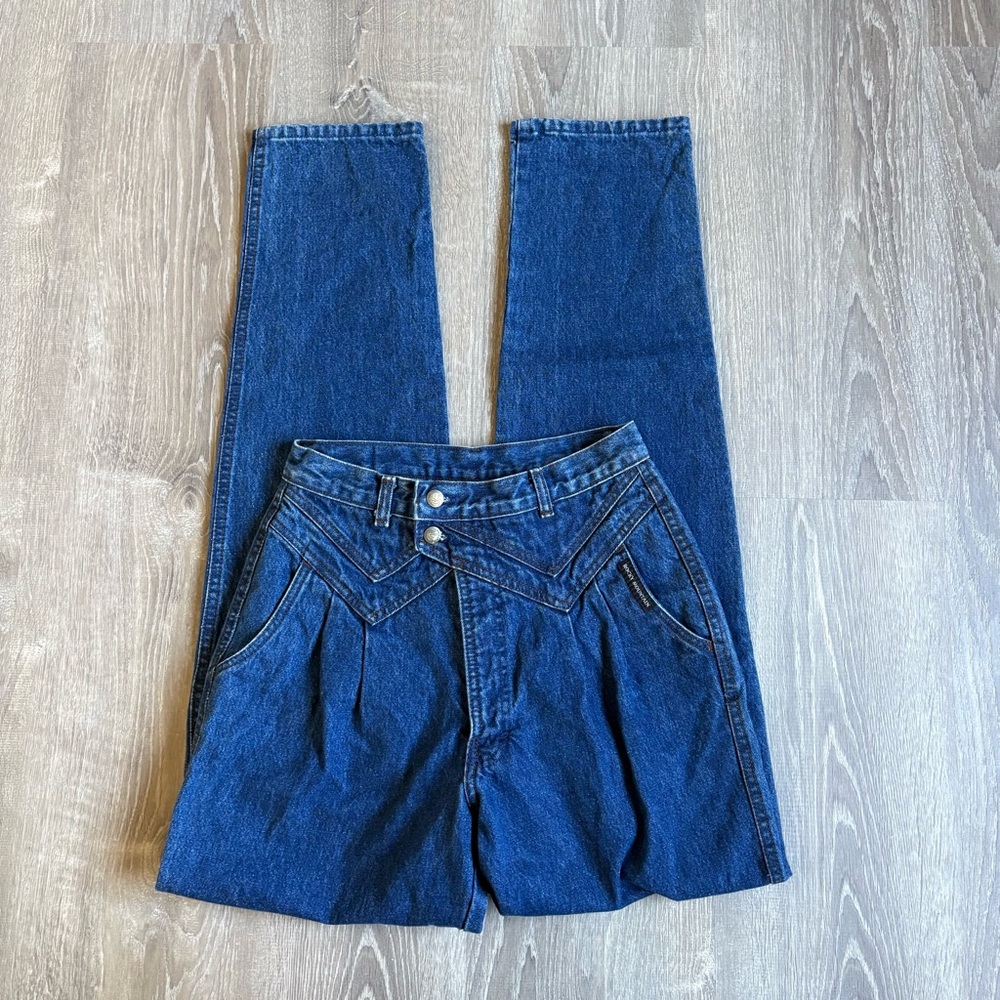Rockies Dark Blue High-Waist Pleated Jeans